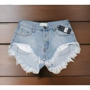 One Teaspoon Women's Rollers Blue Future Denim Jean Shorts Size 27